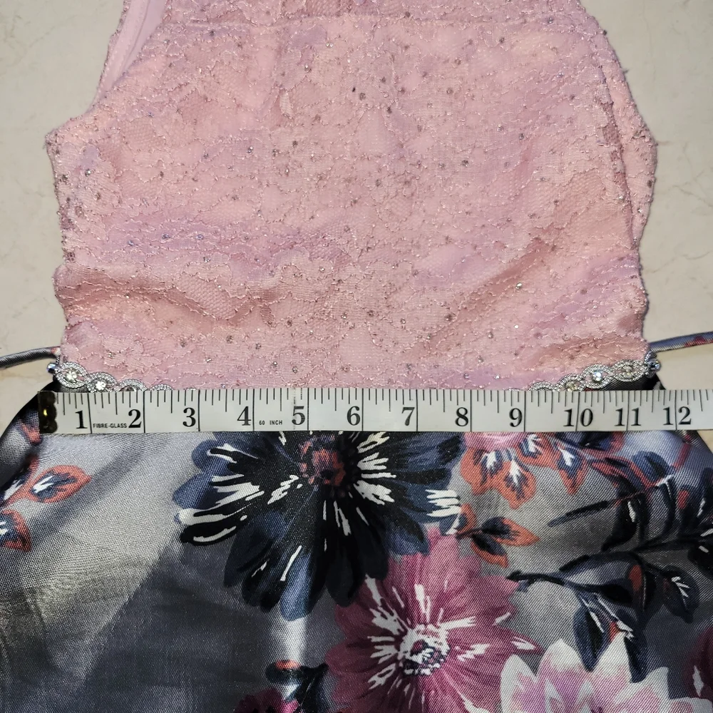 Floral Pink and Gray Kids Dress